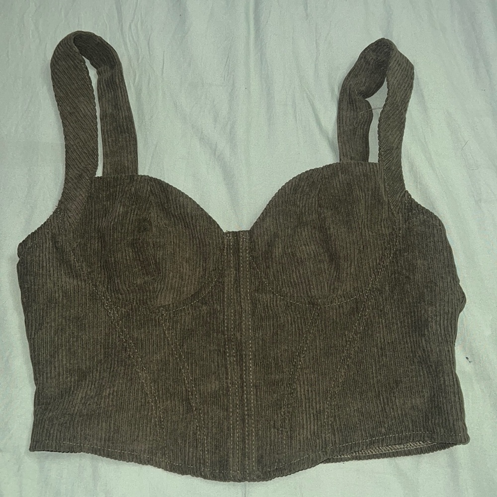 BNWT Corduroy crop top bustiers with zipper closure